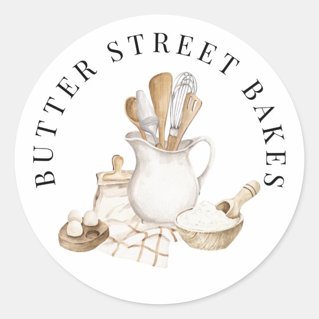 Adesivo Redondo Rotulagem de produtos de aquarela de pastelaria (Frente)