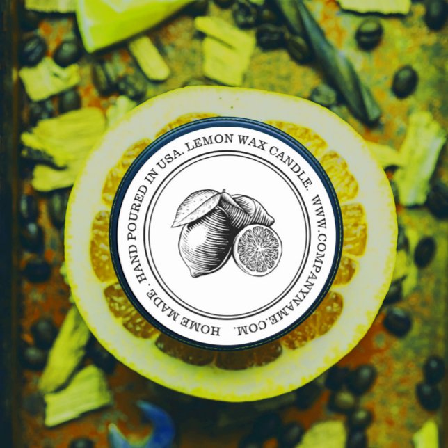 Adesivo Redondo Rotulagem do produto dos limões aquosos (#zazzlemade #lemonlabel #weddingfavor #homemadeproduct #farmsticker #candlelabel)