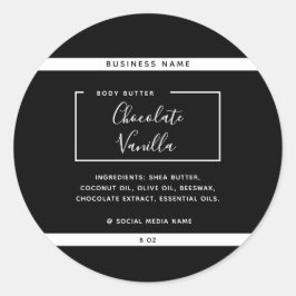 Adesivo Redondo Rotulagem minimalista moderna tipografia preta pro