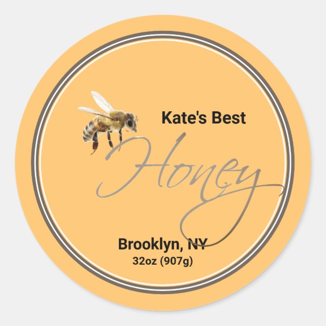 Adesivo Redondo Rotulagem realista de Bee Honeycomb (Frente)