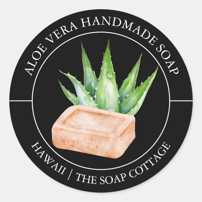 Adesivo Redondo Rótulo Aloe Vera Soap (Frente)