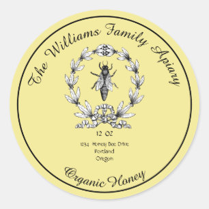 Adesivo Redondo Rótulo Apiário de Mel de Abelhas Mel orgânico