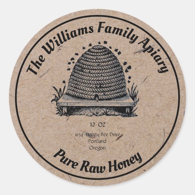 Adesivo Redondo Rótulo Apiário de Mel de Honeybee Honey Jar | Mel  (Frente)