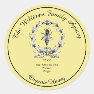 Adesivo Redondo Rótulo Apiário de Mel de Honeybee Honey Jar   Mel