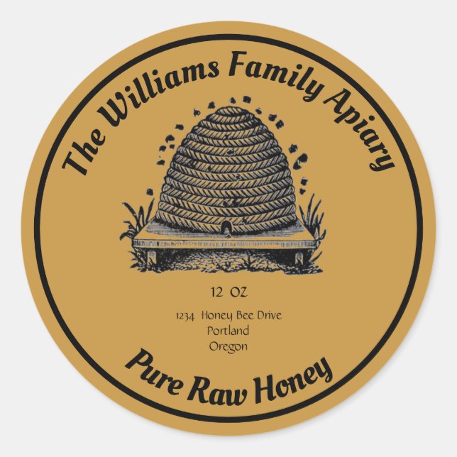 Adesivo Redondo Rótulo Apiário de Mel de Honeybee Honey Jar | Mel  (Frente)