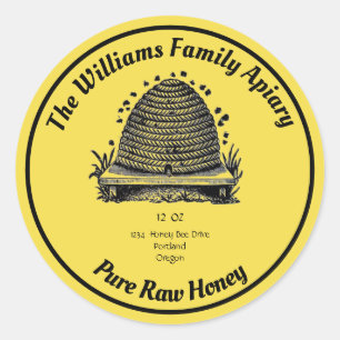 Adesivo Redondo Rótulo Apiário de Mel de Honeybee Honey Jar   Mel