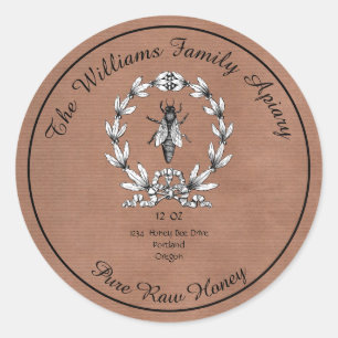 Adesivo Redondo Rótulo Apiário de Mel de Honeybee Honey Jar   Mel 