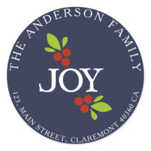 Rótulo azul do endereço de Joy