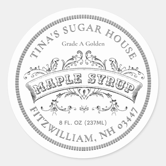 Adesivo Redondo Rótulo Branco de Rolagem com Rolagem Antiga (Frente)