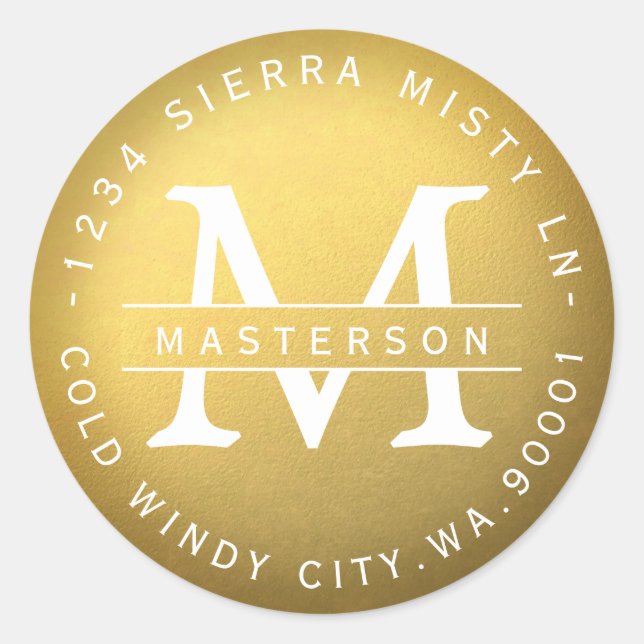 Adesivo Redondo Rótulo Circular Dourado do Monograma para Tara (Frente)
