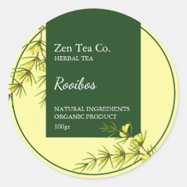 Adesivo Redondo Rótulo Comercial de Chá de Ervas Rooibos