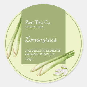 Adesivo Redondo Rótulo Comercial de Tea Herbal Lemongrama