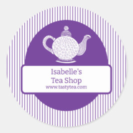 Adesivo Redondo Rótulo Comercial do Bloco de Madeira Roxo