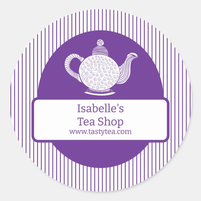 Adesivo Redondo Rótulo Comercial do Bloco de Madeira Roxo (Frente)