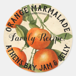 Adesivo Redondo Rótulo Comercial do Produto Vintage Orange Marmala
