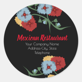 Adesivo Redondo Rótulo Comercial Floral do Compro Restaurante Mexi