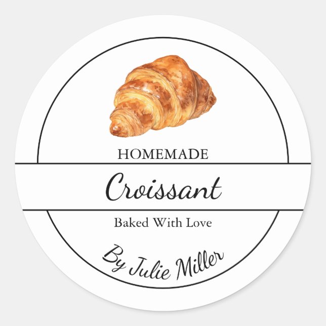 Adesivo Redondo Rótulo Croissant Simples (Frente)