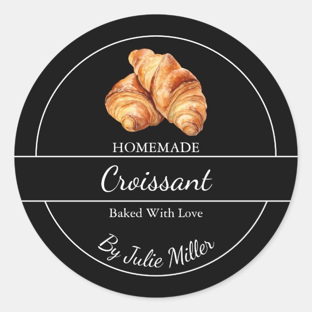 Adesivo Redondo Rótulo Croissant Simples (Frente)
