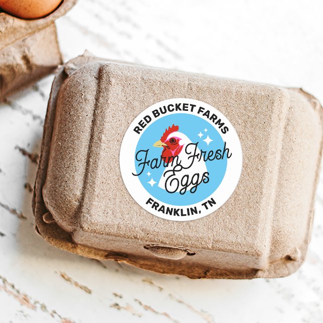 Adesivo Redondo Rótulo da Cartonagem de Ovos Frescos de Fazenda de (Criador carregado)