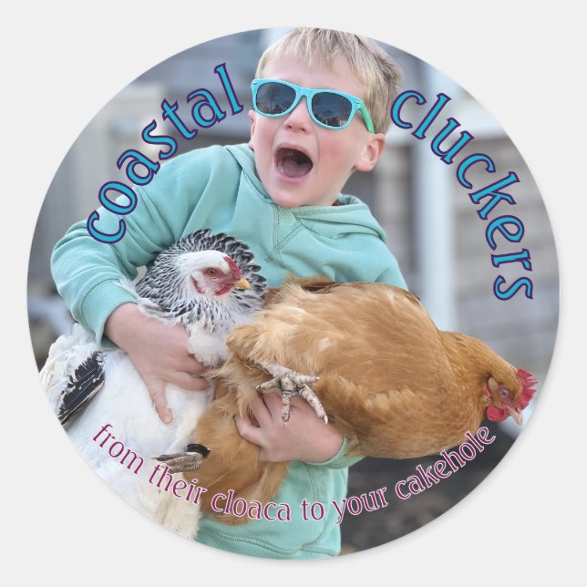 Adesivo Redondo Rótulo da embalagem do ovo - humor (Frente)