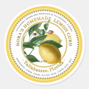 Adesivo Redondo Rótulo da geladeira amarela Vintage da CORDA LEMON