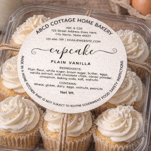 Adesivo Redondo Rótulo da Lei da Casa de Bolos de Cupcake Moderna