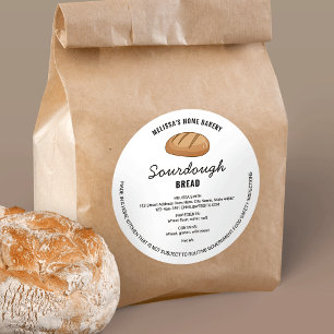 Adesivo Redondo Rótulo da Lei de Algodão para Pão de Sourdough Mod