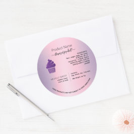 Adesivo Redondo Rótulo da lei do casaco de cupcake roxo