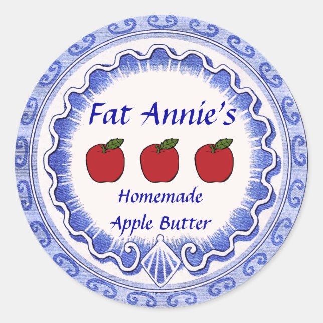 Adesivo Redondo Rótulo da Manteiga da Maçã (Frente)