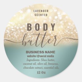 Adesivo Redondo Rótulo da manteiga do corpo do dourado da vinheta