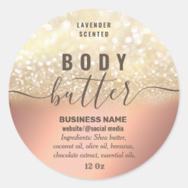 Adesivo Redondo Rótulo da manteiga do corpo do dourado da vinheta