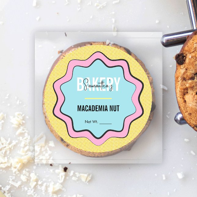 Adesivo Redondo Rótulo da Padaria Trendy Retro Girly Catering (Great to use as stickers for cookies, cupcakes, macarons and more)