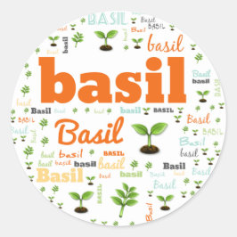 ADESIVO REDONDO RÓTULO DA PALAVRA HERB - BASIL