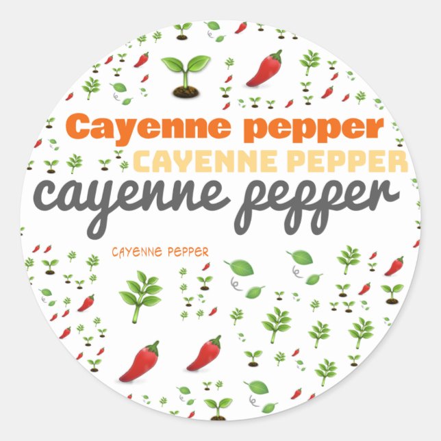ADESIVO REDONDO RÓTULO DA PALAVRA HERB - CAYENNE PEPPER (Frente)