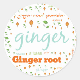 ADESIVO REDONDO RÓTULO DA PALAVRA HERB - PÓ RAIZ GINGER