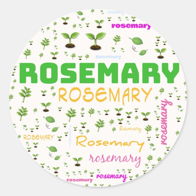 ADESIVO REDONDO RÓTULO DA PALAVRA HERB - ROSEMARY (Frente)