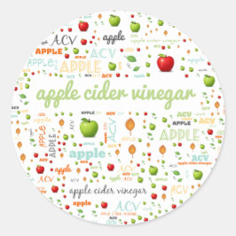 ADESIVO REDONDO RÓTULO DA PALAVRA HERB - VINEGAR CIDER DA MAÇÃ