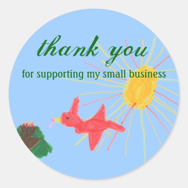 Adesivo Redondo Rótulo da pequena empresa da família de aves (Frente)