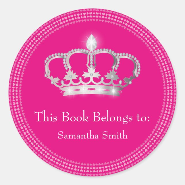 Adesivo Redondo Rótulo da princesa Crown (Frente)