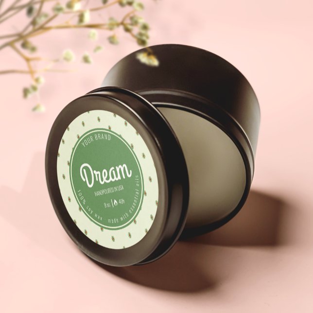 Adesivo Redondo Rótulo da tampa do anel verde retrô (Criador carregado)