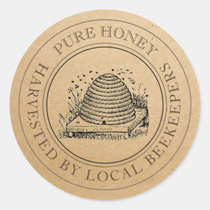 Adesivo Redondo Rótulo da tampa local do Honey Kraft Vintage Hone