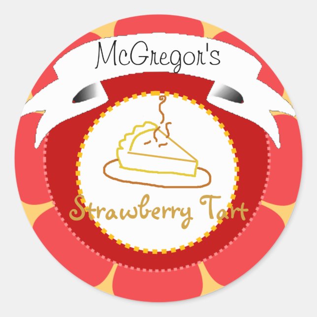 Adesivo Redondo Rótulo da tarte de morango vermelho (Frente)