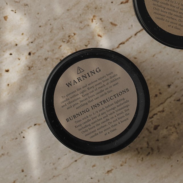 Adesivo Redondo Rótulo da Vela das Instruções de Queima de Aviso d (Criador carregado)