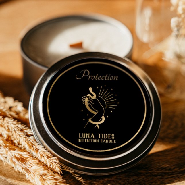 Adesivo Redondo Rótulo da Vela de Intenção de Proteção Preta E Dou (Criador carregado)