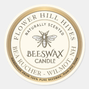 Adesivo Redondo Rótulo da Vela Mini Apiary Heraldic Beeswax