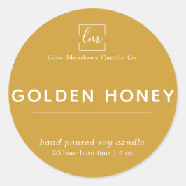 Adesivo Redondo Rótulo da Vela redonda de Boho Amarelo-Mostarda