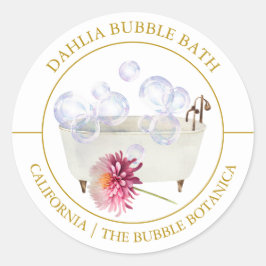 Adesivo Redondo Rótulo Dahlia Bubble Bath
