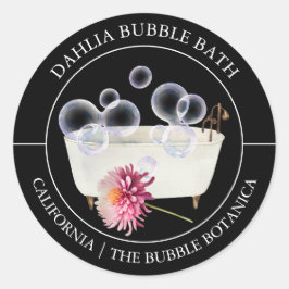 Adesivo Redondo Rótulo Dahlia Bubble Bath