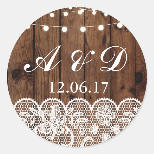 Adesivo Redondo Rótulo das luzes de inverno da madeira russa (Frente)