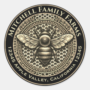 Adesivo Redondo Rótulo de Abelhas de Mel